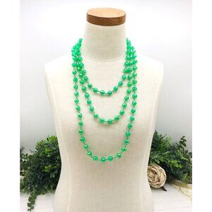 Vintage shimmer resin Bead Necklace 72" Long
